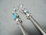 Outstanding Navajo Native American Turquoise Sterling Silver Blossom Earrings-Nativo Arts