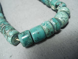 Native American Very Rare Vintage Santo Domingo Green Turquoise Sterling Silver Necklace-Nativo Arts