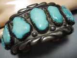 Heavy 121 Gram Vintage Native American Navajo Chunky Turquoise Sterling Silver Bracelet-Nativo Arts