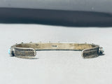 Fabulous Vintage Native American Navajo Kingman Turquoise Squares Sterling Silver Bracelet-Nativo Arts
