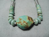 Native American Important Santo Domingo Tony Aguilar Green Turquoise Sterling Silver Necklace-Nativo Arts