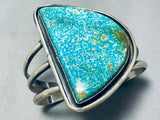 Magnificent Native American Navajo Pilot Mountain Turquoise Sterling Silver Bracelet Signed-Nativo Arts