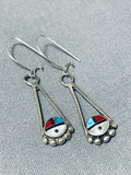 Impressive Vintage Native American Zuni Turquoise Sterling Silver Sunface Earrings-Nativo Arts