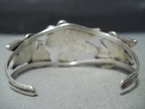 Detailed Intricate Vintage Native American Zuni Hummingbird Turquoise Sterling Silver Bracelet-Nativo Arts