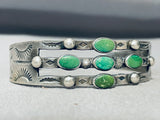 Early Century Vintage Native American Navajo Cerrillos Turquoise Sterling Silver Bracelet-Nativo Arts