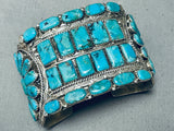 Colossal Signed Vintage Native American Navajo Turquoise Sterling Silver Bracelet-Nativo Arts