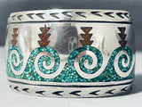 Juan Singer Signed Fabulous Vintage Native American Navajo Turquoise Sterling Silver Bracelet-Nativo Arts