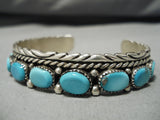 Important Vintage Native American Navajo John Mike Domed Turquoise Sterling Silver Bracelet-Nativo Arts