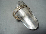 Tremendous Vintage Native American Navajo Kingman Turquoise Sterling Silver Ring Old-Nativo Arts