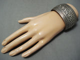 Marie Thompson Navajo Wide Sterling Silver Bracelet Native American-Nativo Arts