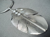 Tremendous Navajo Sterling Silver Feather Necklace Native American-Nativo Arts