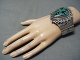 One Of The Best Vintage Native American Navajo Verdy Jake Turquoise Sterling Silver Bracelet-Nativo Arts