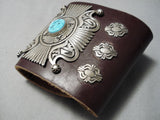Sensational Vintage Native American Navajo Sleeping Beauty Turquoise Sterling Silver Bowguard Old-Nativo Arts