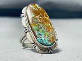 Grand Vintage Signed Native American Navajo Pilot Mountain Sterling Silver Ring-Nativo Arts