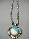 Stunning Vintage Native American Navajo Blue Turquoise Sterling Silver Torpedo Bead Necklace-Nativo Arts