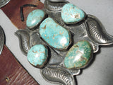 Huge Rare Turquoise Vintage Native American Navajo Sterling Silver Concho Belt Old-Nativo Arts