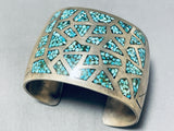 Native American Huge Vintage Navajo Turquoise Sterling Silver Inlay Mosaic Bracelet-Nativo Arts