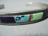Impressive Native American Navajo Turquoise Sugulite Gaspeite Sterling Silver Bracelet-Nativo Arts