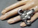Heavy San Felipe Sterling Silver Cow Skull Ring Native American-Nativo Arts
