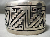 Complex Vintage Hopi Sterling Silver Bracelet Native American Old-Nativo Arts