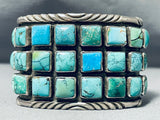 One Of The Best Vintage Native American Navajo Square Turquoise Sterling Silver Bracelet-Nativo Arts