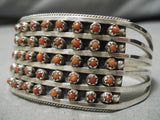Amazing Zuni Native American Sterling Silver Coral Bracelet Cuff-Nativo Arts