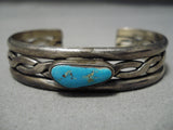 Vibrant Vintage Native American Navajo Turquoise Sterling Silver Coiled Bracelet Old-Nativo Arts