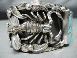 Heavy Scorpion #8 Turquoise Sterling Silver San Felipe Bracelet-Nativo Arts