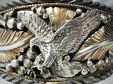 Extreme Detailed Vintage Native American Navajo Flying Eagle Sterling Silver Bracelet-Nativo Arts