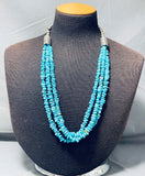 Hand Tooled Tubule Sterling Silver Vintage Native American Navajo Turquoise Necklace-Nativo Arts