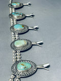 Native American 388 Gram Men's San Felipe Turquoise Sterling Silver Squash Blossom Necklace-Nativo Arts