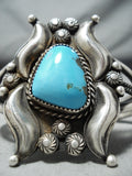 Majestic Native American Navajo Turquoise Sterling Silver Bracelet Signed-Nativo Arts
