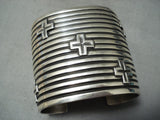 Astounding Navajo Wide Sterling Silver Bracelet Native American Old-Nativo Arts