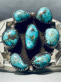 Signed Morenci Turquoise Vintage Native American Navajo Turquoise Sterling Silver Bracelet-Nativo Arts