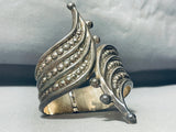 Detailed Huge Southwest Sterling Silver Hinged Bracelet-Nativo Arts