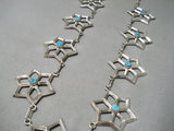 Important Vintage Native American Navajo Betsoi Family Turquoise Sterling Silver Necklace-Nativo Arts