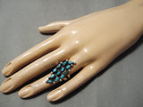 Fabulous Vintage Navajo Zuni Turquoise Sterling Silver Native American Ring Old-Nativo Arts