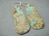 Huge Santo Domingo Royston Slab Sterling Silver Earrings Native American-Nativo Arts