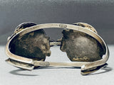 Rare Royston Turquoise Early Vintage Native American Navajo Sterling Silver Leaf Bracelet-Nativo Arts