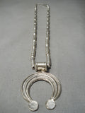 One Of Best Vintage Native American Navajo Hand Wrought Tubule Sterling Silver Necklace-Nativo Arts