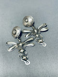 Sweet Native American Navajo Sterling Silver Dragonfly Dangle Earrings-Nativo Arts