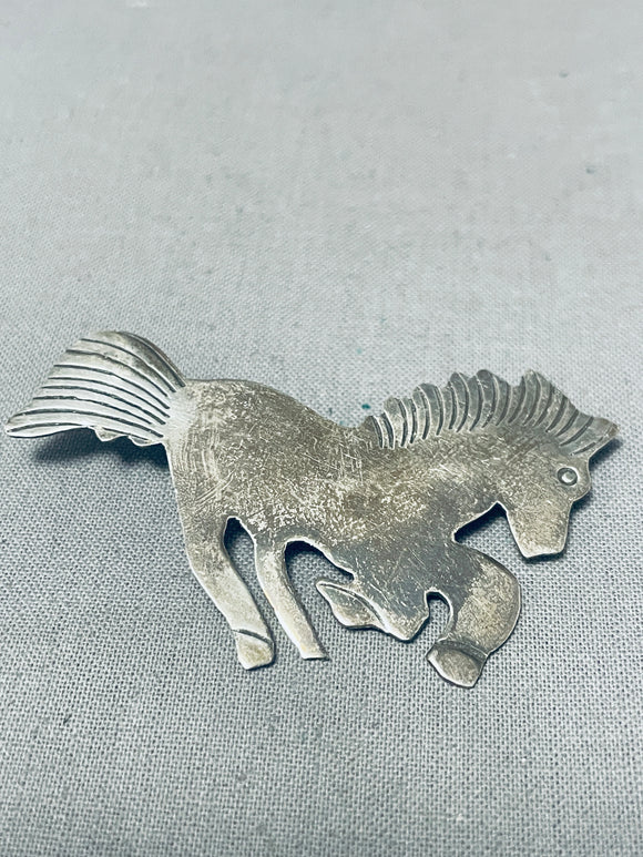 Delightful Vintage Native American Navajo Sterling Silver Horse Pin-Nativo Arts