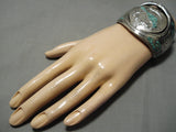 Rotating Medallion Vintage Native American Navajo Wide Sterling Silver Turquoise Bracelet-Nativo Arts
