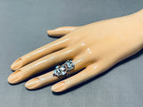 Tremendous Vintage Native American Zuni Turquoise Sterling Silver Kachina Ring-Nativo Arts