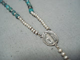 Exquisite Navajo Native American Turquoise Sterling Silver Rosary Necklace-Nativo Arts