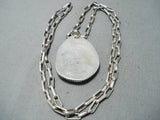 Signed Vintage Native American Navajo Kingman Turquoise Sterling Silver Necklace-Nativo Arts