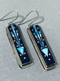Sammy Smith Vintage Native American Navajo Turquoise Kachina Sterling Silver Earrings-Nativo Arts