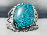 Al Monte Native American Navajo Signed Spiderweb Turquoise Sterling Silver Bracelet-Nativo Arts