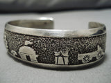 Authentic Vintage Native American Navajo Thomas Singer Sterling Silver Bracelet Cuff Old-Nativo Arts