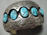 Advanced Workmanship!! Vintage Native American Navajo Turquoise Sterling Silver Bracelet Old-Nativo Arts
